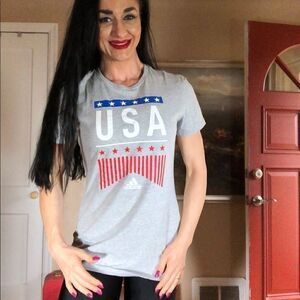 NWT adidas grey USA short sleeve top T-shirt